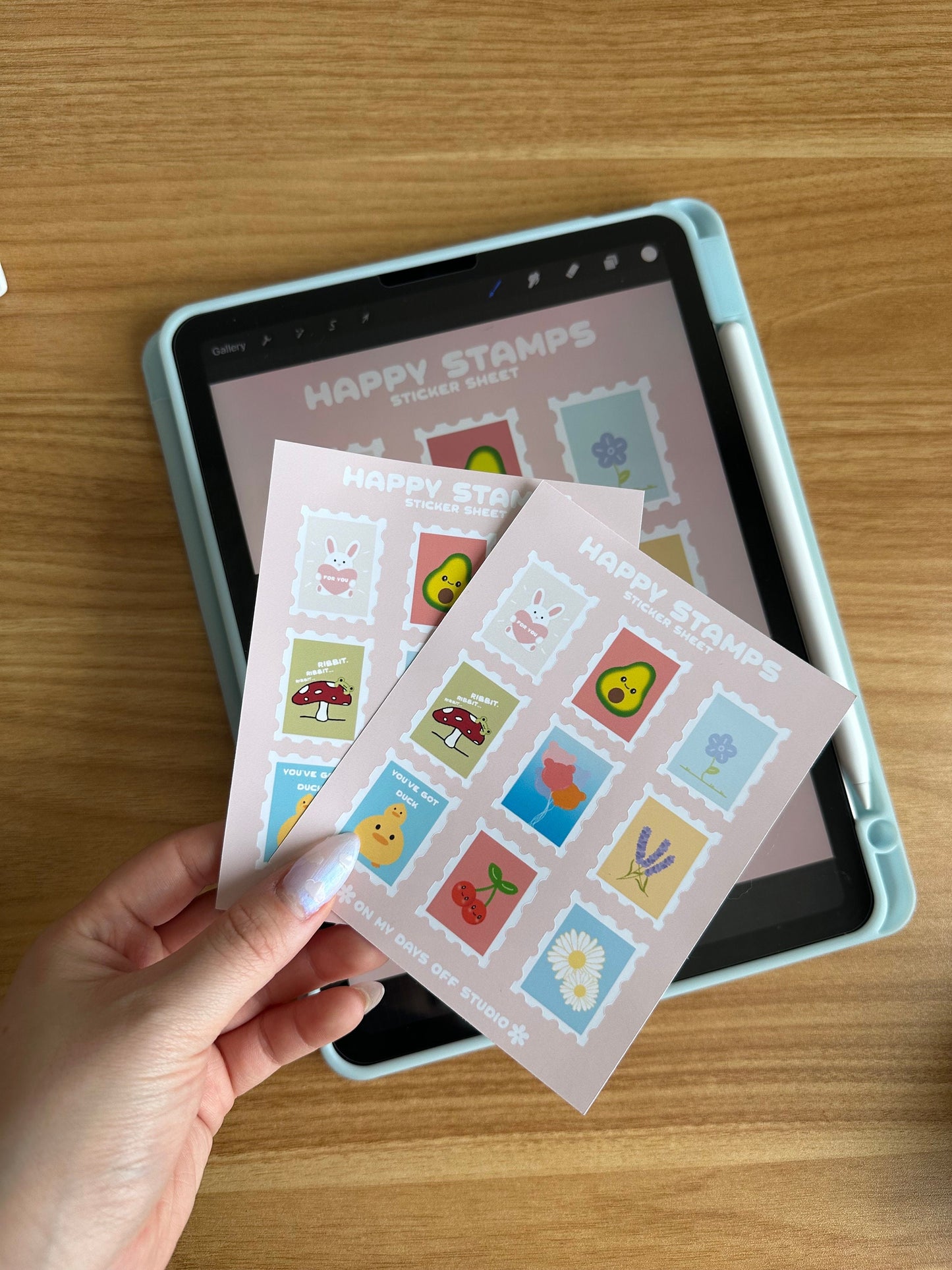 This stationery sticker sheet featured 9 kawaii stamp illustrations. These glossy stickers is perfect for planners and bullet journals. 