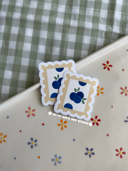Cute vinyl sticker of a fruit blueberry stamp