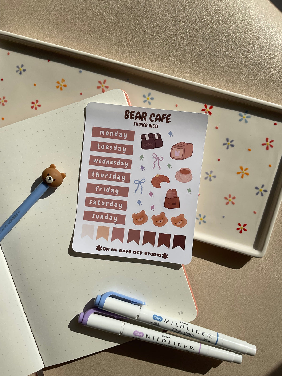 This sticker sheet has stickers for each day of the week and some additional decor stickers to help set up sections for your journal page.