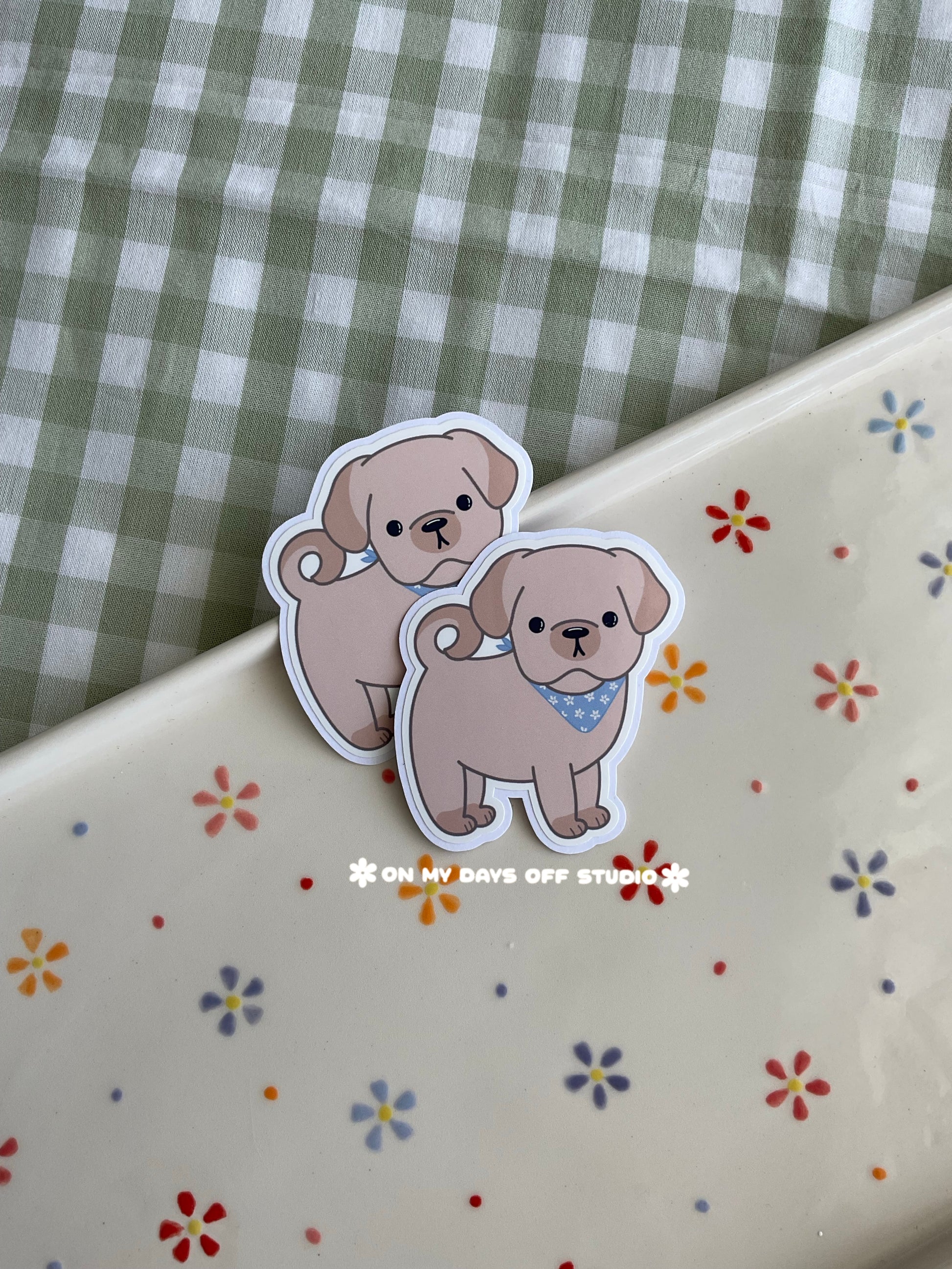 Cute vinyl sticker of a cute pug 