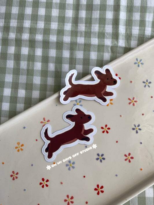 Vinyl sticker of a brown dachshund 