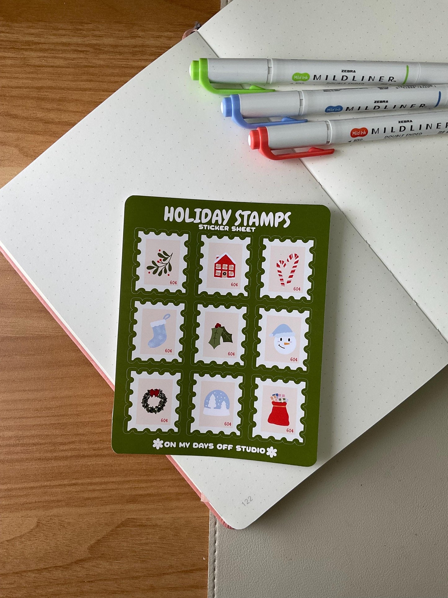 This stationery sticker sheet set of 4 features a holiday theme illustrations. It comes with our Holiday Stamps, Holiday Cookies, Winter Buddies and Holiday Gifts sticker sheets. These glossy stickers are perfect for planners and bullet journals.&nbsp;