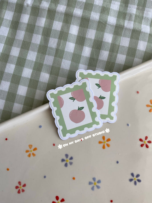 Cute vinyl sticker of a fruit peach stamp