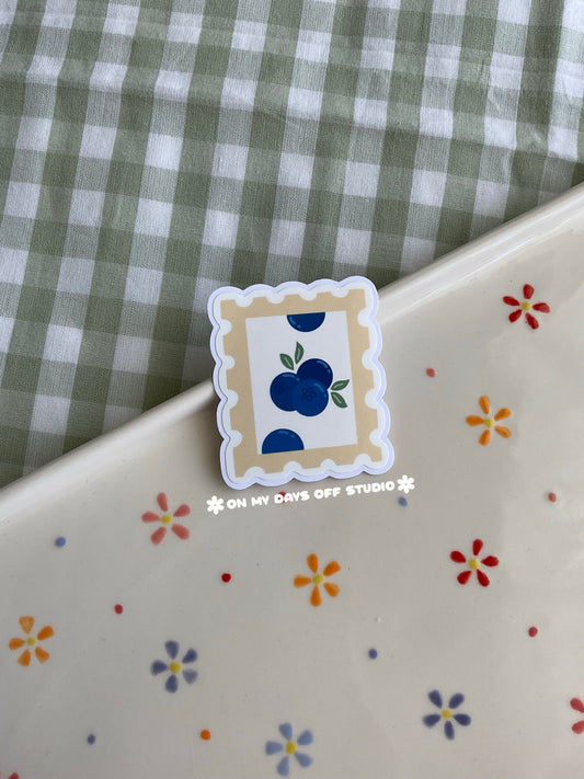 Cute vinyl sticker of a fruit blueberry stamp