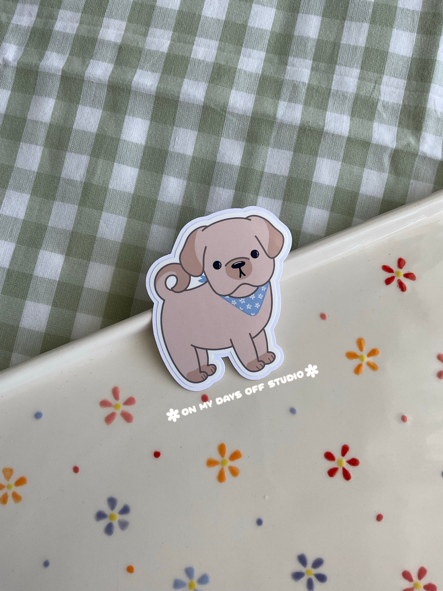 Cute vinyl sticker of a cute pug 