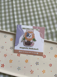 Cat in a flower pot magnetic bookmark