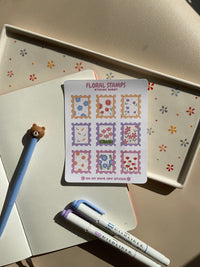 Sticker sheet with 9 cute floral themed stamps. Perfect for your journal spread