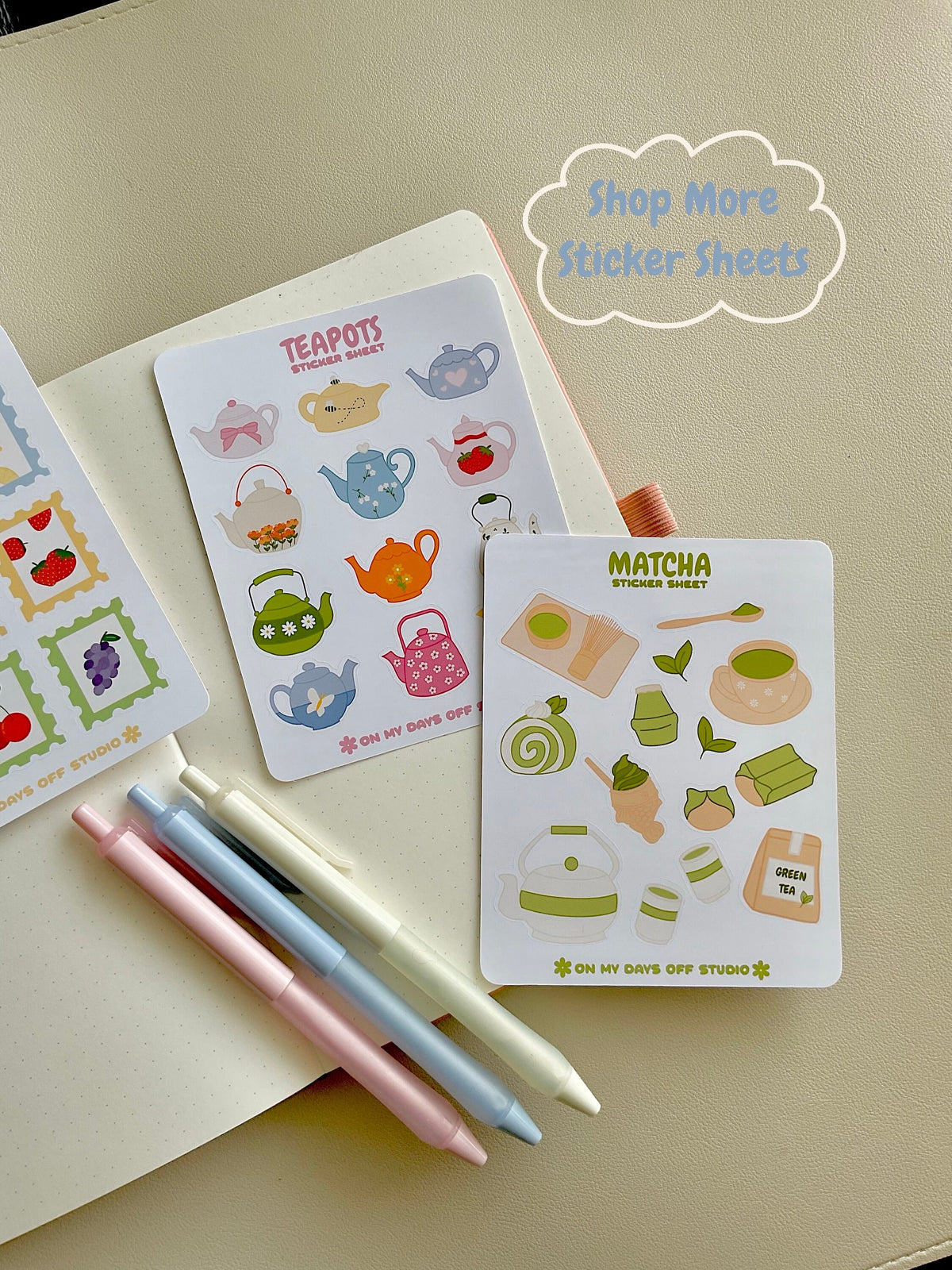 This stationery sticker sheet features a colorful teapot theme and has 12 colorful illustrations. These glossy stickers are perfect for planners and bullet journals.