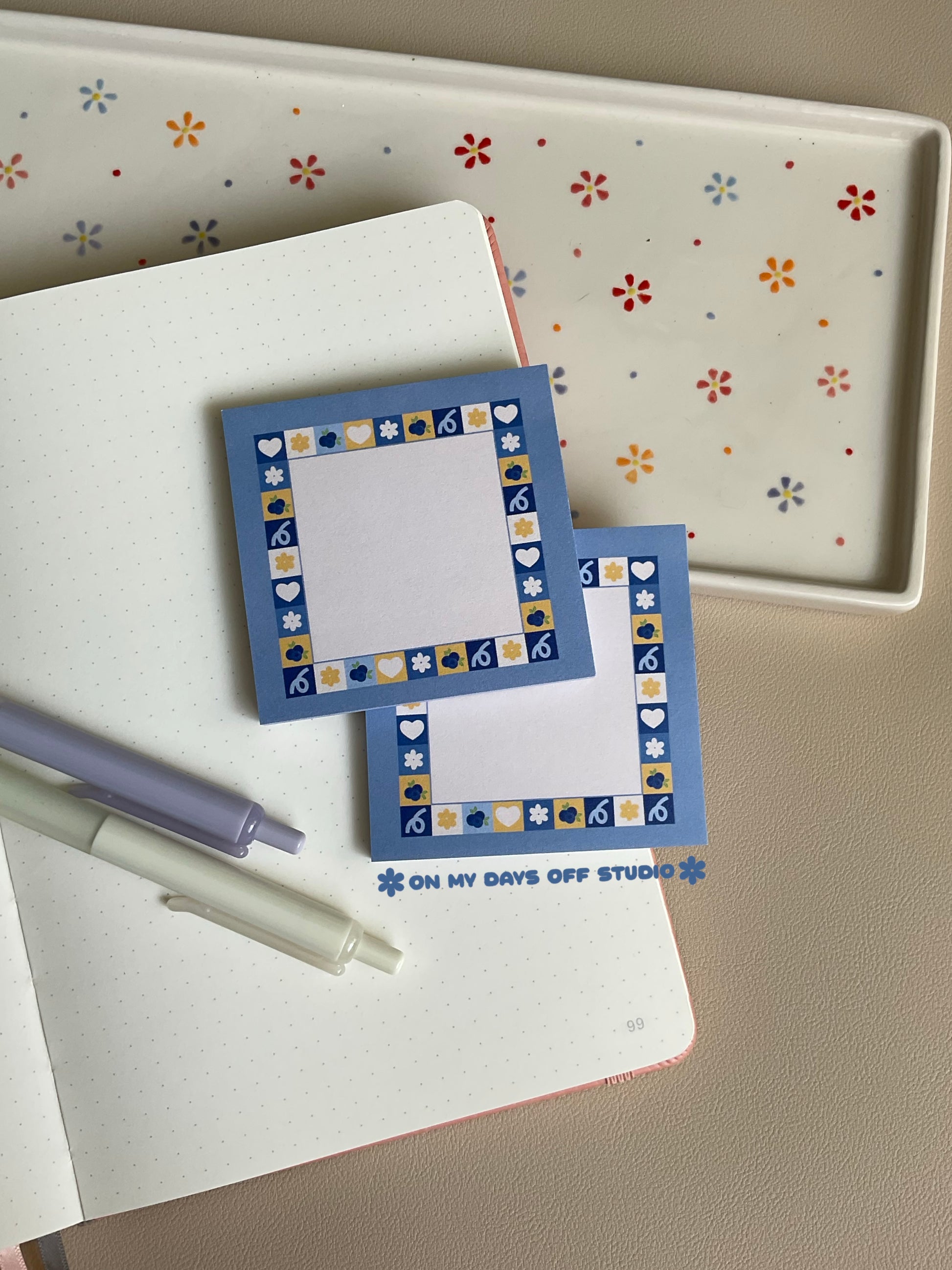 Cute blueberry themed sticky notes
