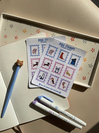 Sticker sheet with 9 dog floral themed stamps. Perfect for your journal spread