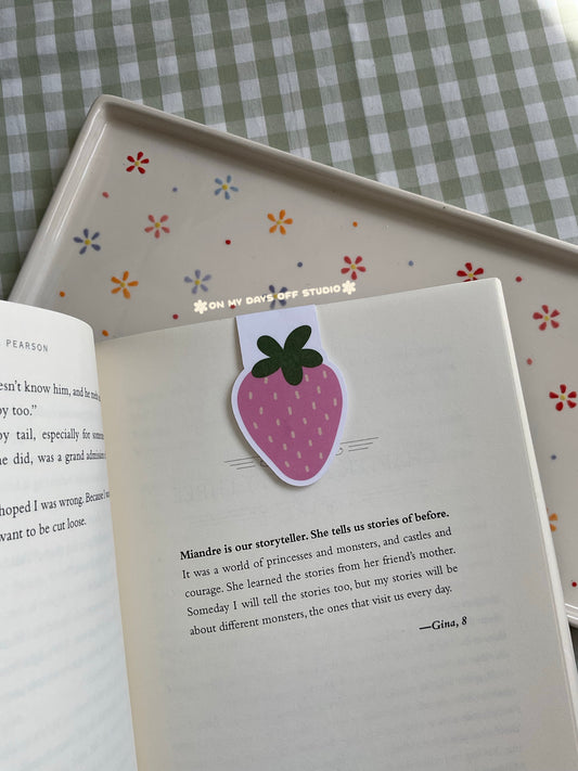 Pink strawberry magnetic bookmark
