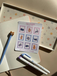 Sticker sheet with 9 cat floral themed stamps. Perfect for your journal spread
