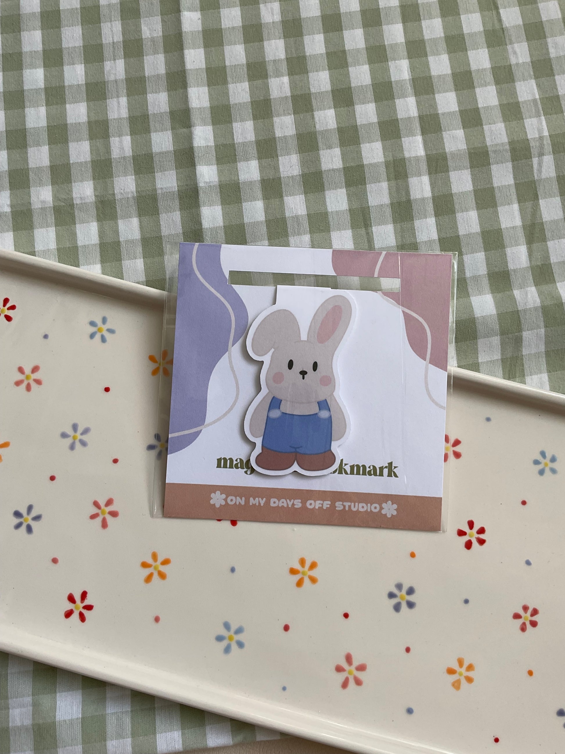 Farmer bunny magnetic bookmark
