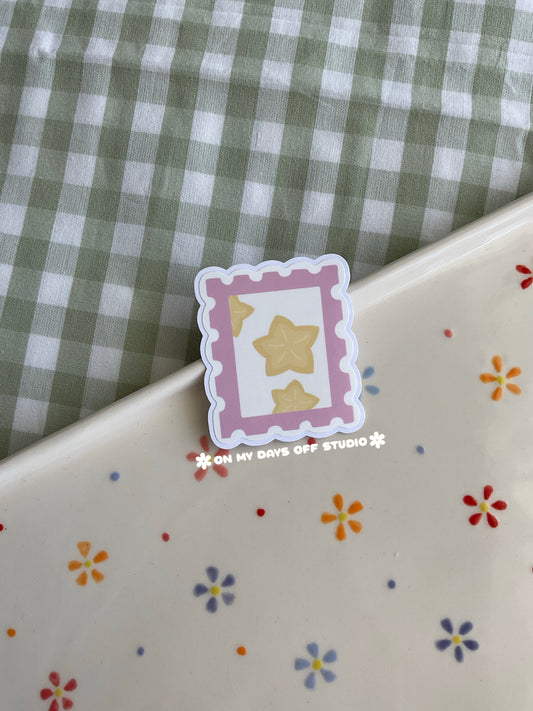 Cute vinyl sticker of a starfruit stamp
