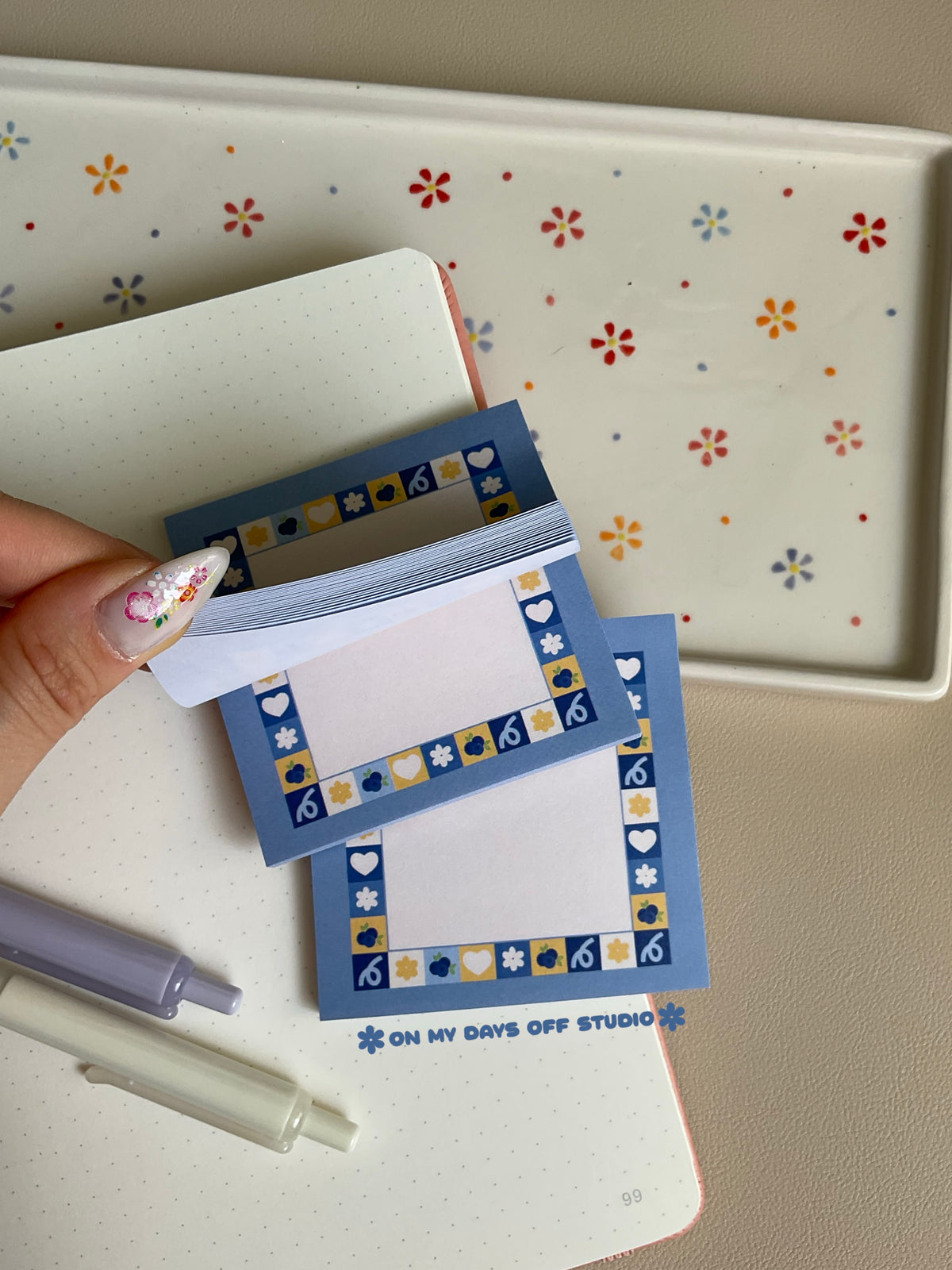 Cute blueberry themed sticky notes