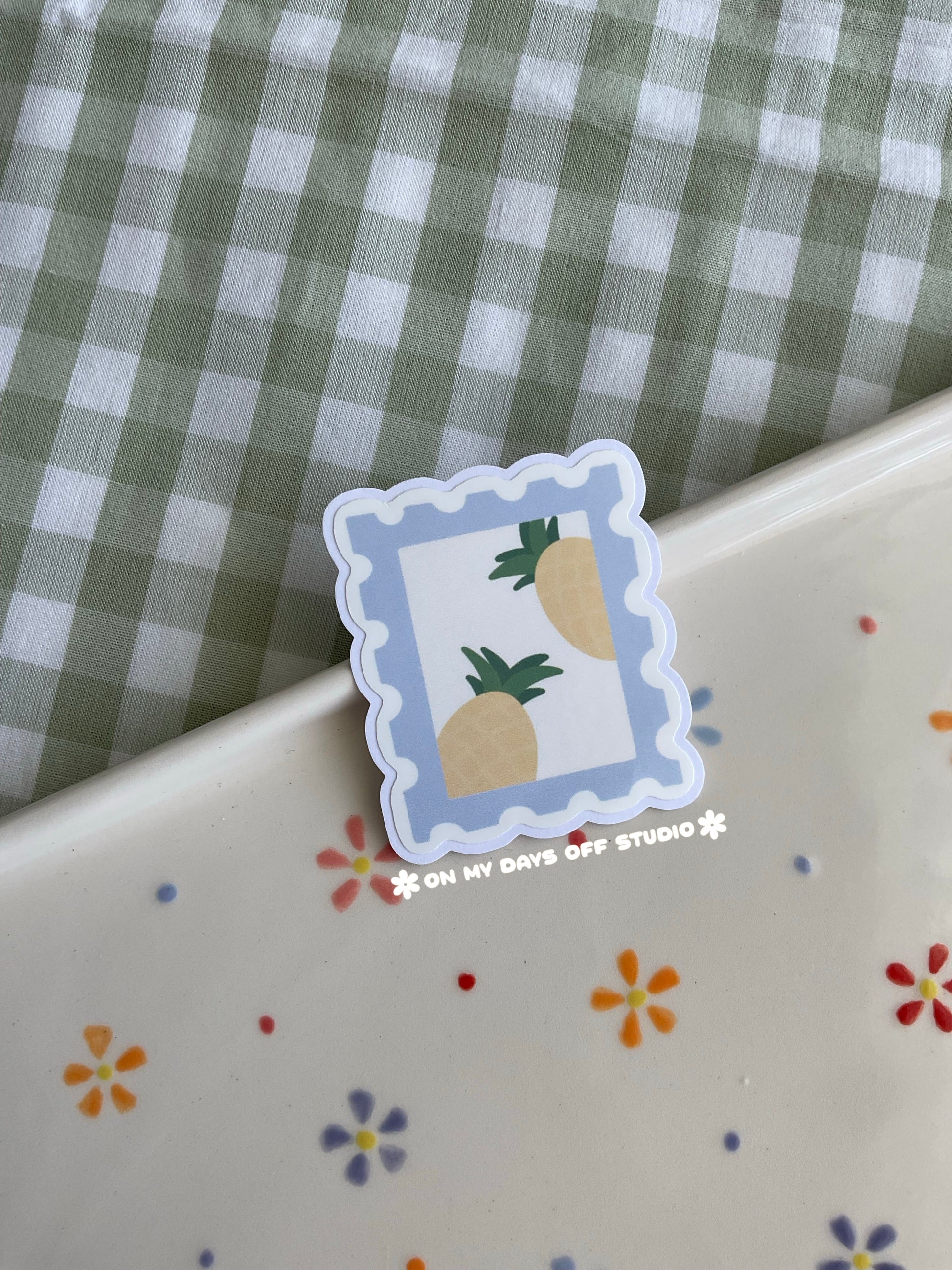 Cute vinyl sticker of a pineapple stamp