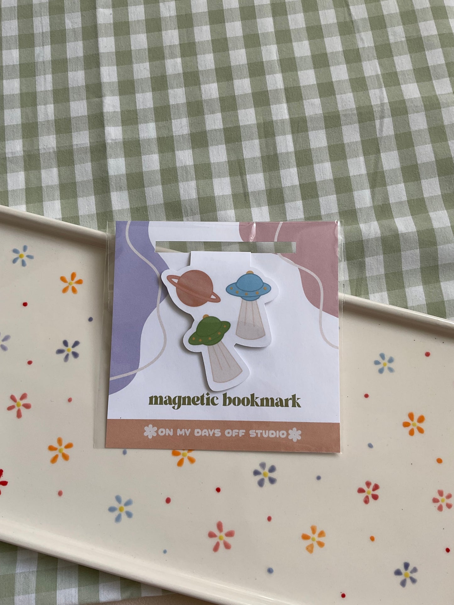 Planet and space themed magnetic bookmark