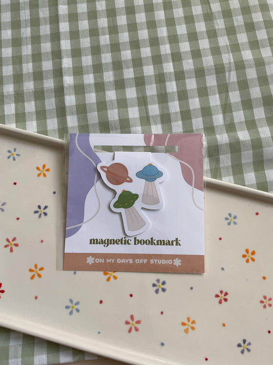 Planet and space themed magnetic bookmark