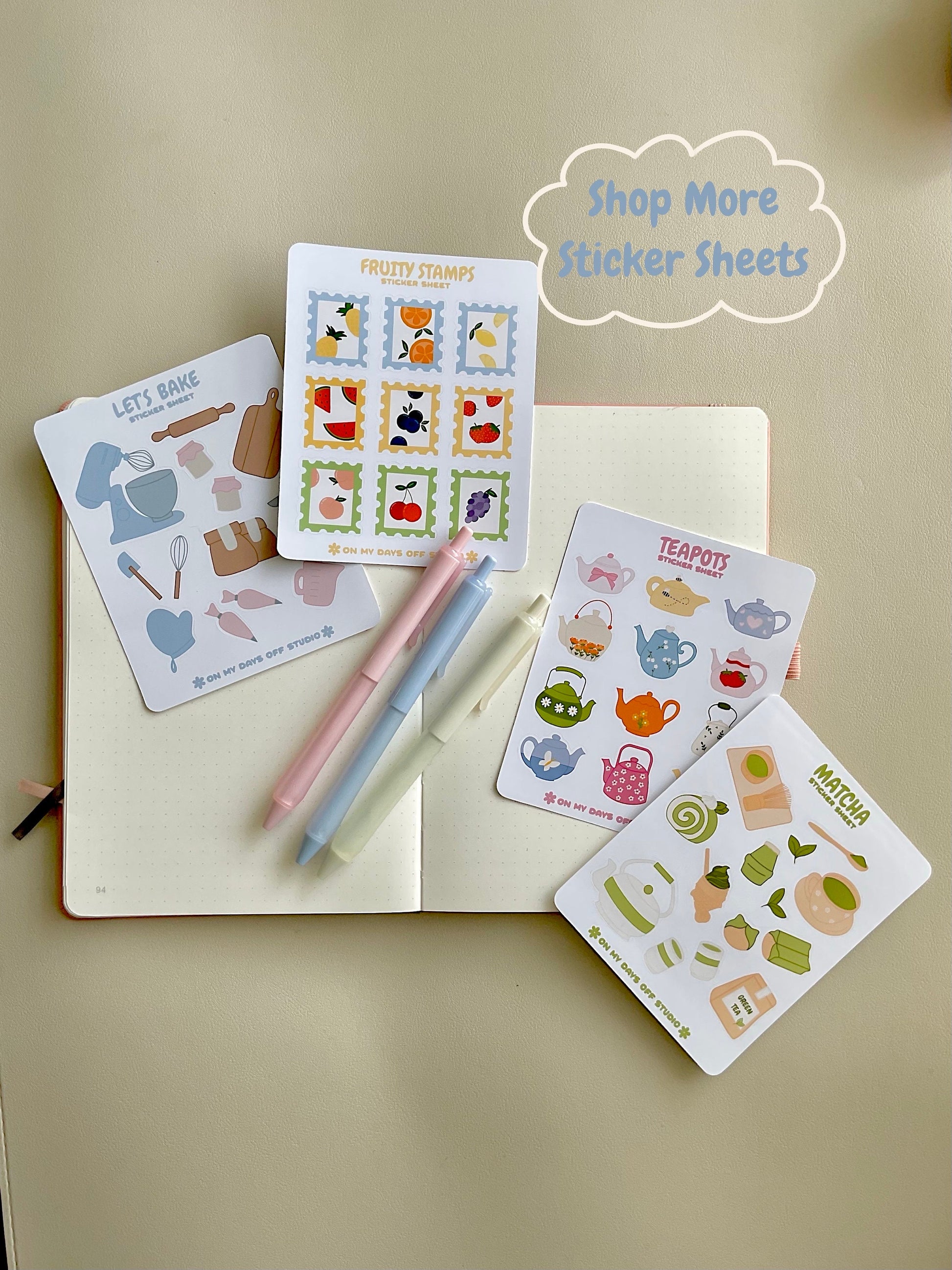 Food themed sticker sheets