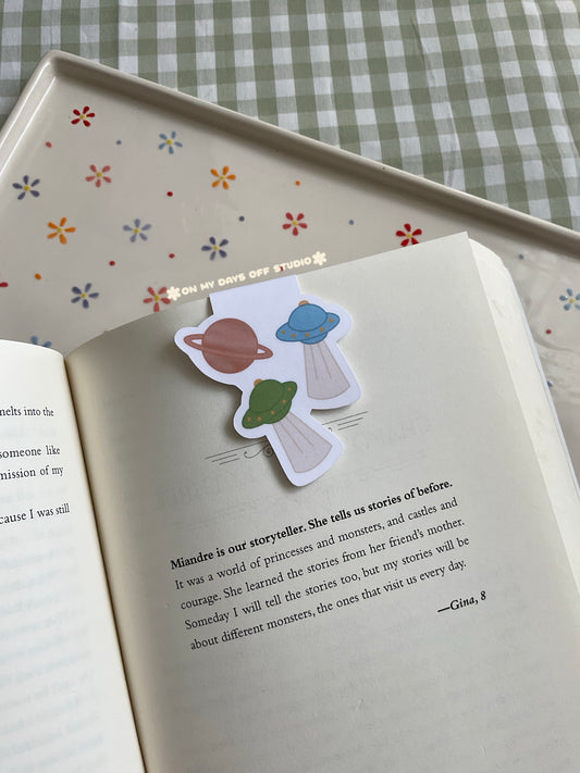 Planet and space themed magnetic bookmark