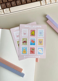  This stationery sticker sheet featured 9 kawaii stamp illustrations. These glossy stickers is perfect for planners and bullet journals.&nbsp;