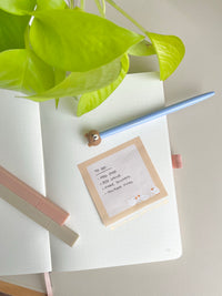 Cute yellow sticky notes with a grid background and 3 yellow ducks in the bottom right corner