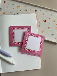 Pink strawberry boarder themed sticky notes