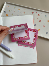Pink strawberry boarder themed sticky notes