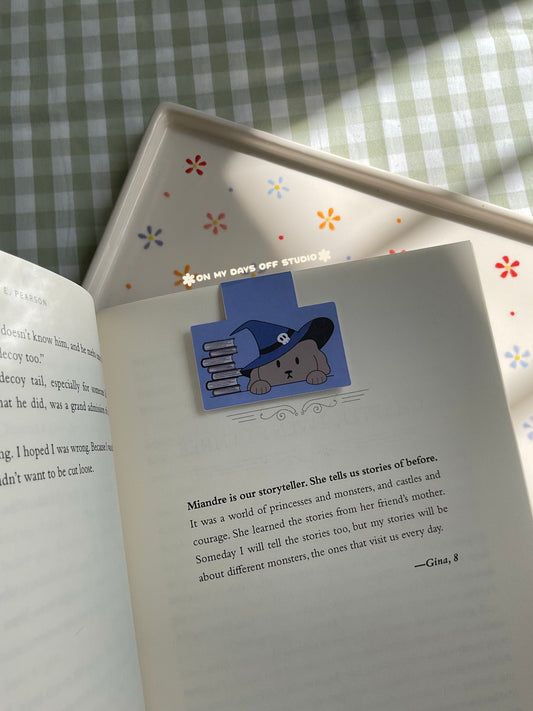 Dog wizard magnetic bookmark