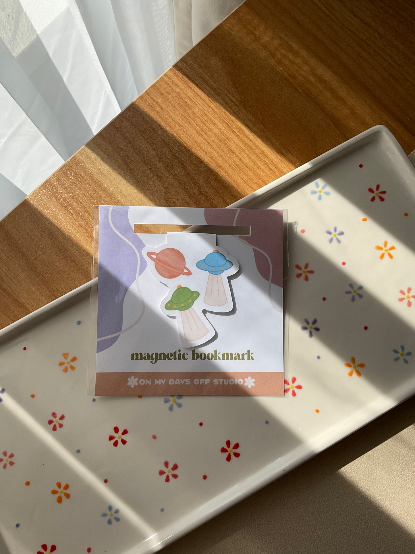 Planet and space themed magnetic bookmark